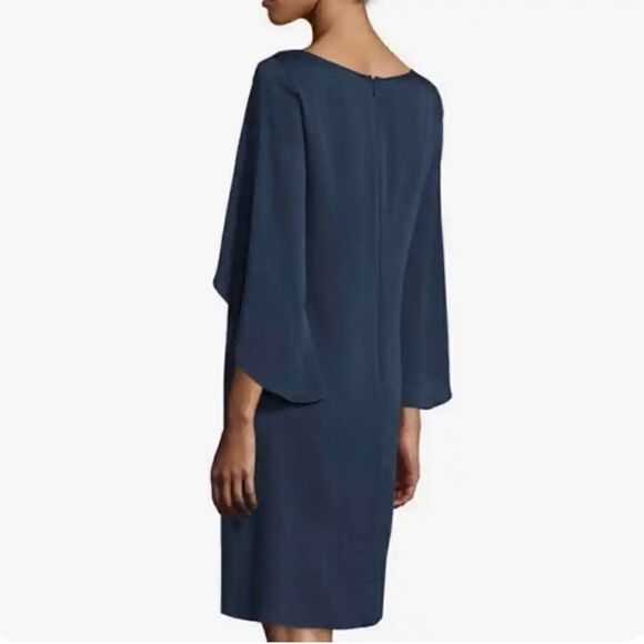 Milly Silk blend V-Neck Butterfly Dress Long Navy Blue Silk Blend Dress Size 8 - Picture 2 of 12